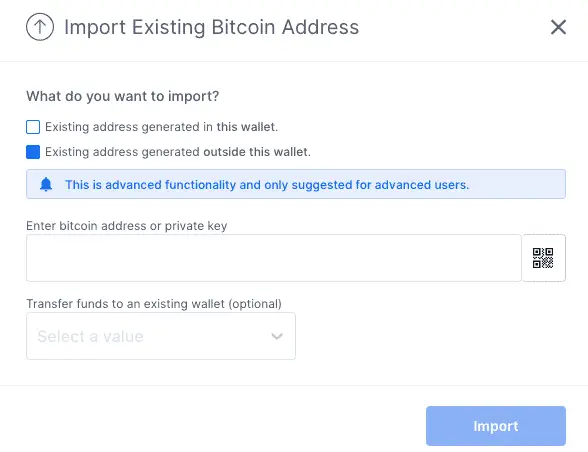 الإيداع من محفظة Bitcoin إلى Blockchain.com